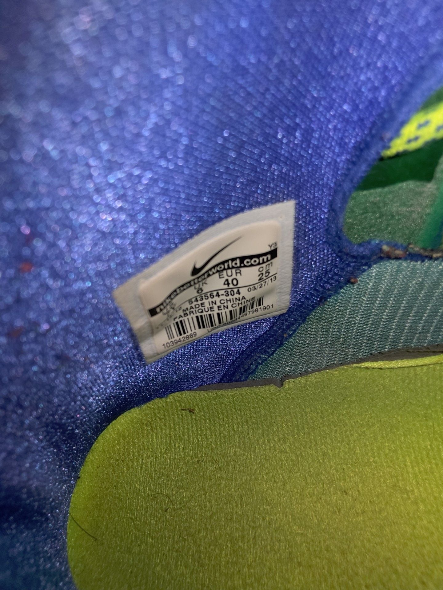 Nike LeBron X GS Size 7 Sport Turquoise Volt Violet Force 5