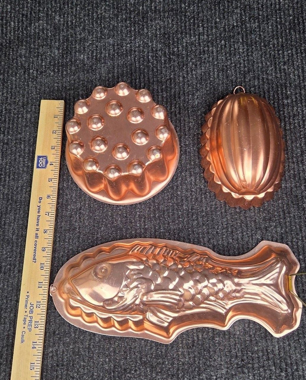 Vintage Copper Mold Set Fish Jello Cake Baking Pan Wall Hanging 9