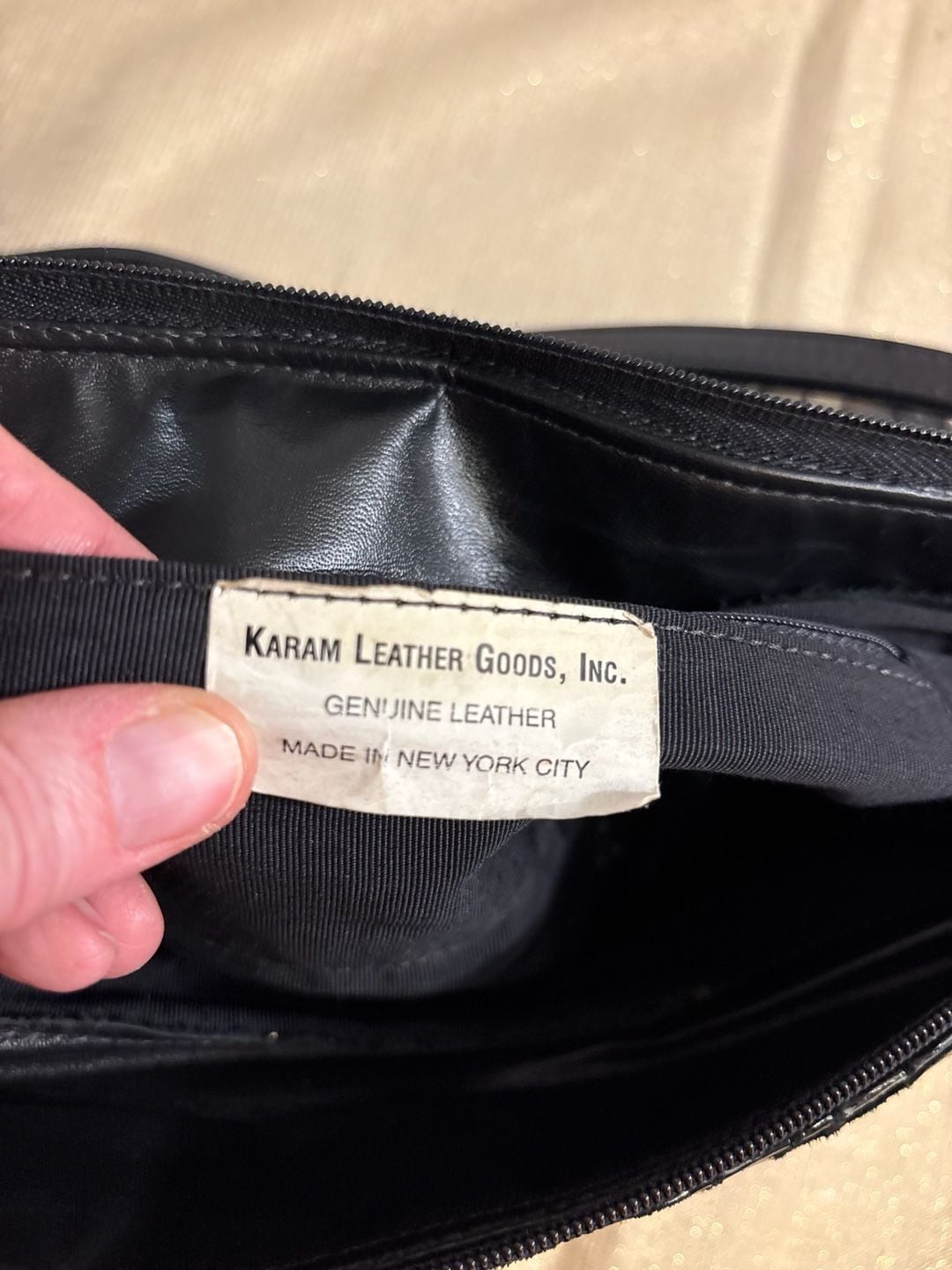 Karam Leather Goods Inc. Black Croc Embossed Shoulder Bag 7