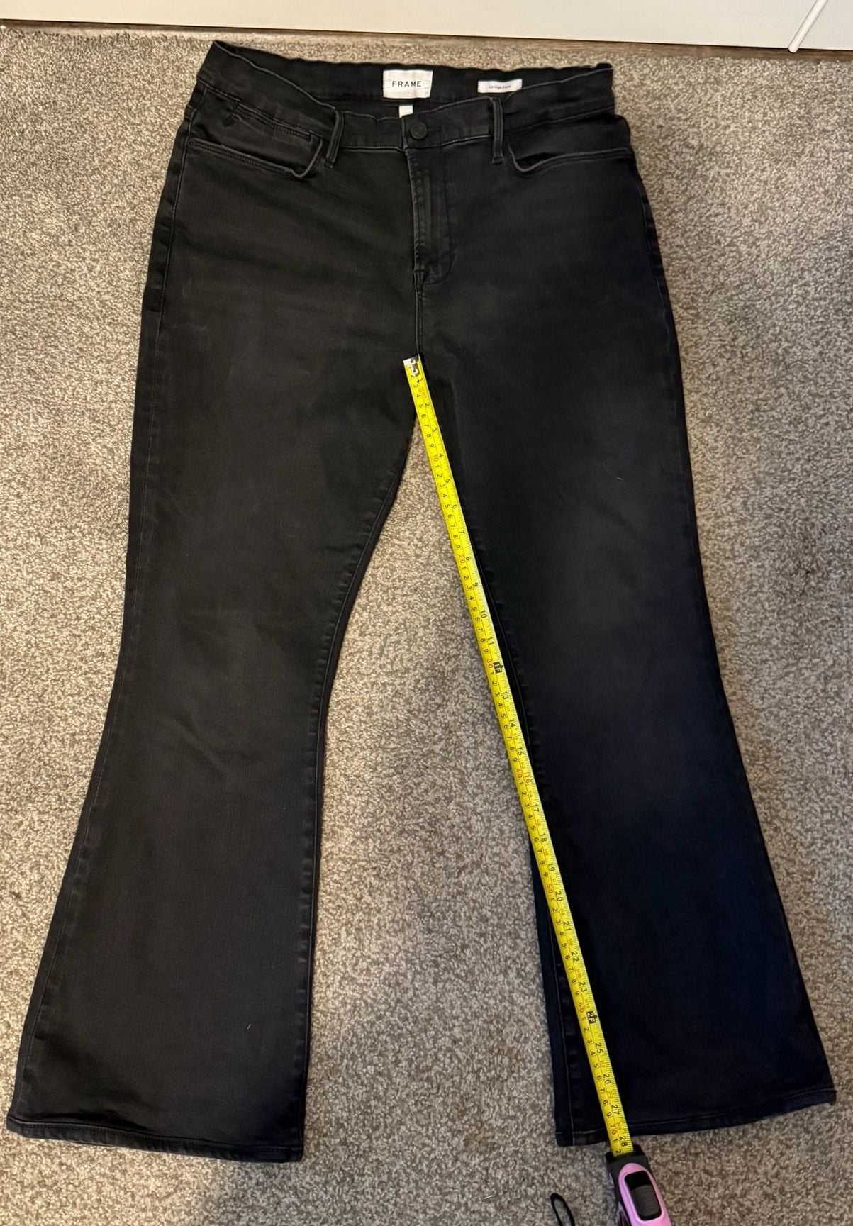 FRAME Le High Flare Jeans Black Denim Size 32 8