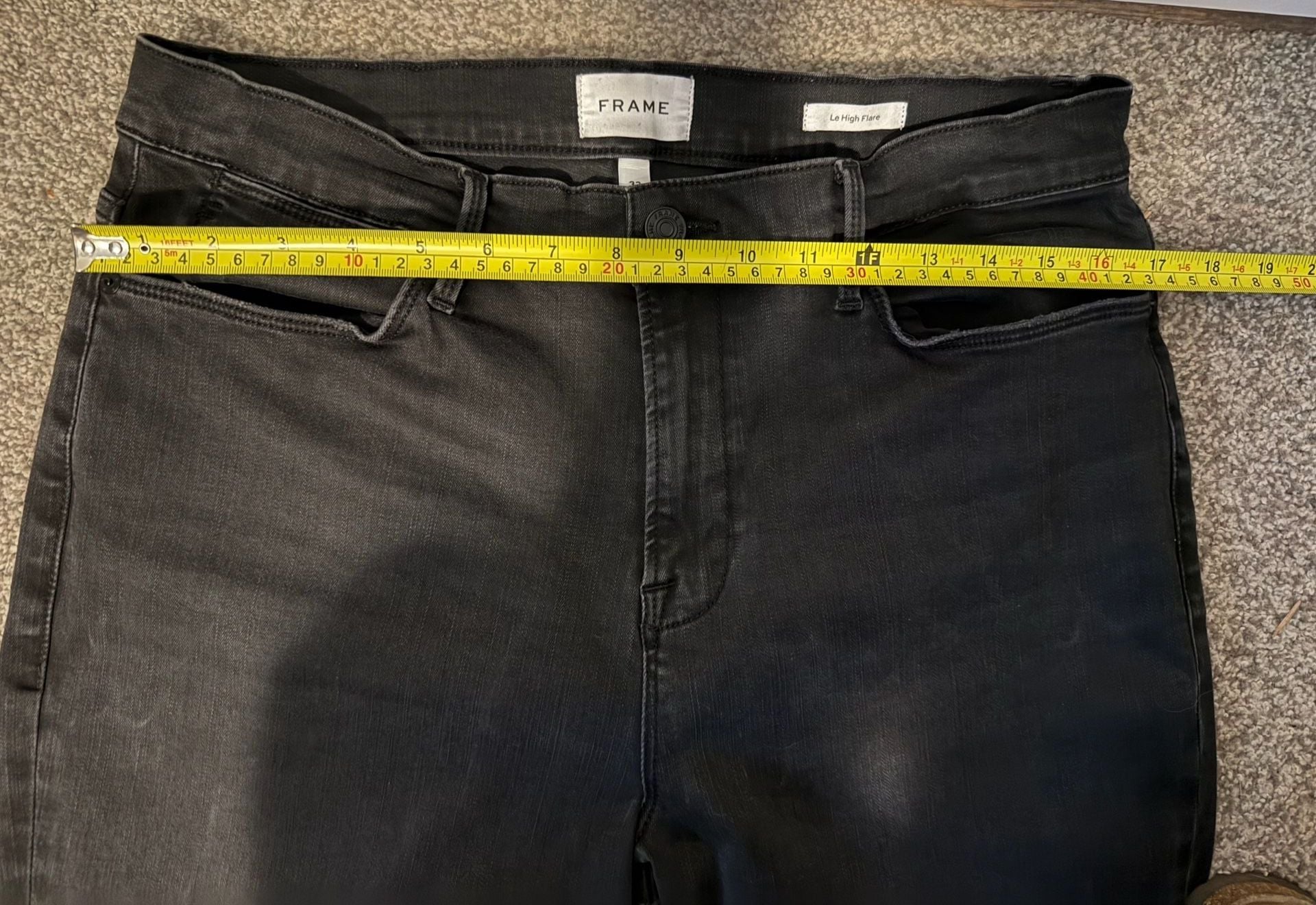 FRAME Le High Flare Jeans Black Denim Size 32 10