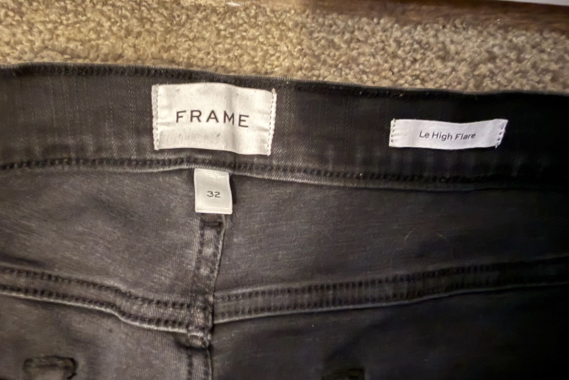 FRAME Le High Flare Jeans Black Denim Size 32 11