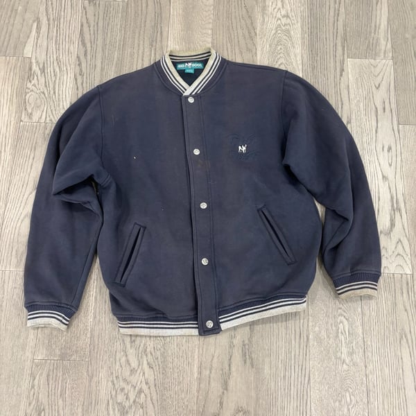 Big Dogs Varsity Jacket Size Medium Blue Logo Snap Front Sweatshirt