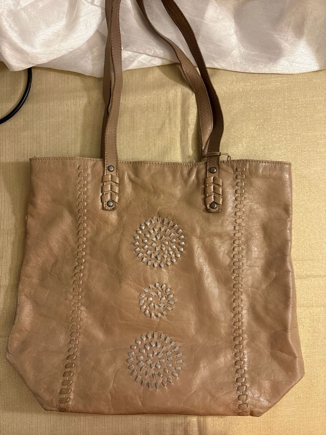 The Sak Tan Leather Starburst Tote Shoulder Bag 9