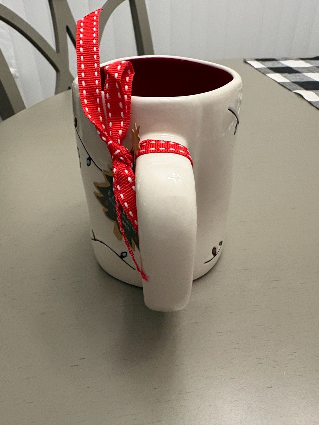 Rae Dunn Making Spirits Bright Christmas Coffee Mug Red Interior 2