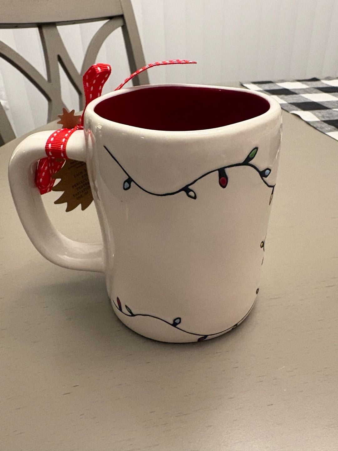 Rae Dunn Making Spirits Bright Christmas Coffee Mug Red Interior 3