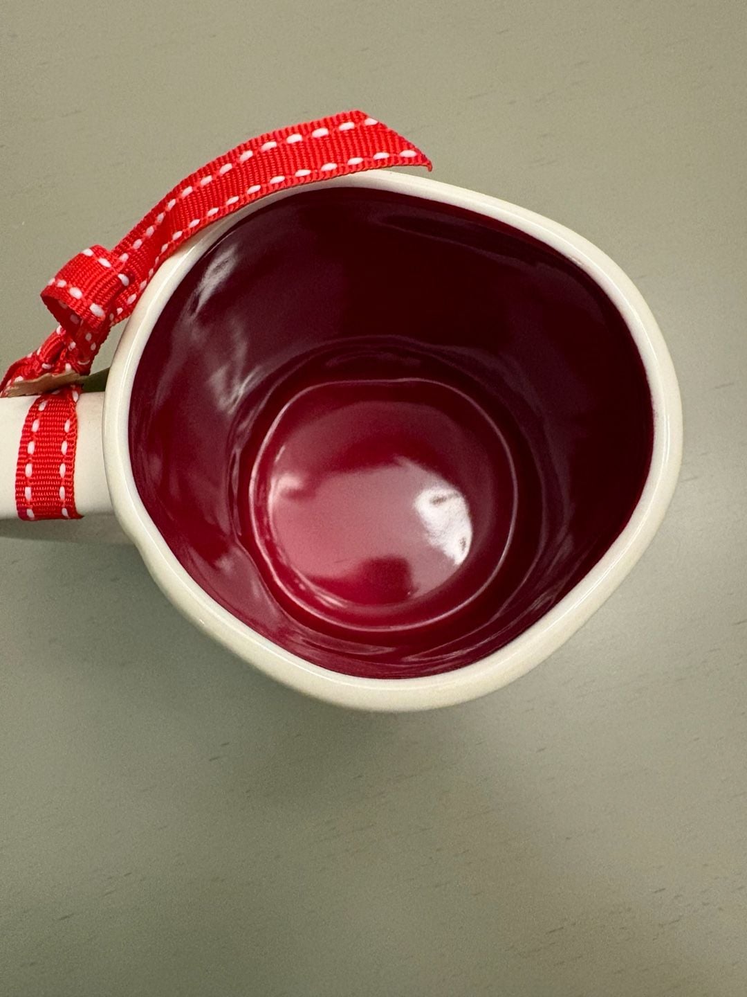 Rae Dunn Making Spirits Bright Christmas Coffee Mug Red Interior 4