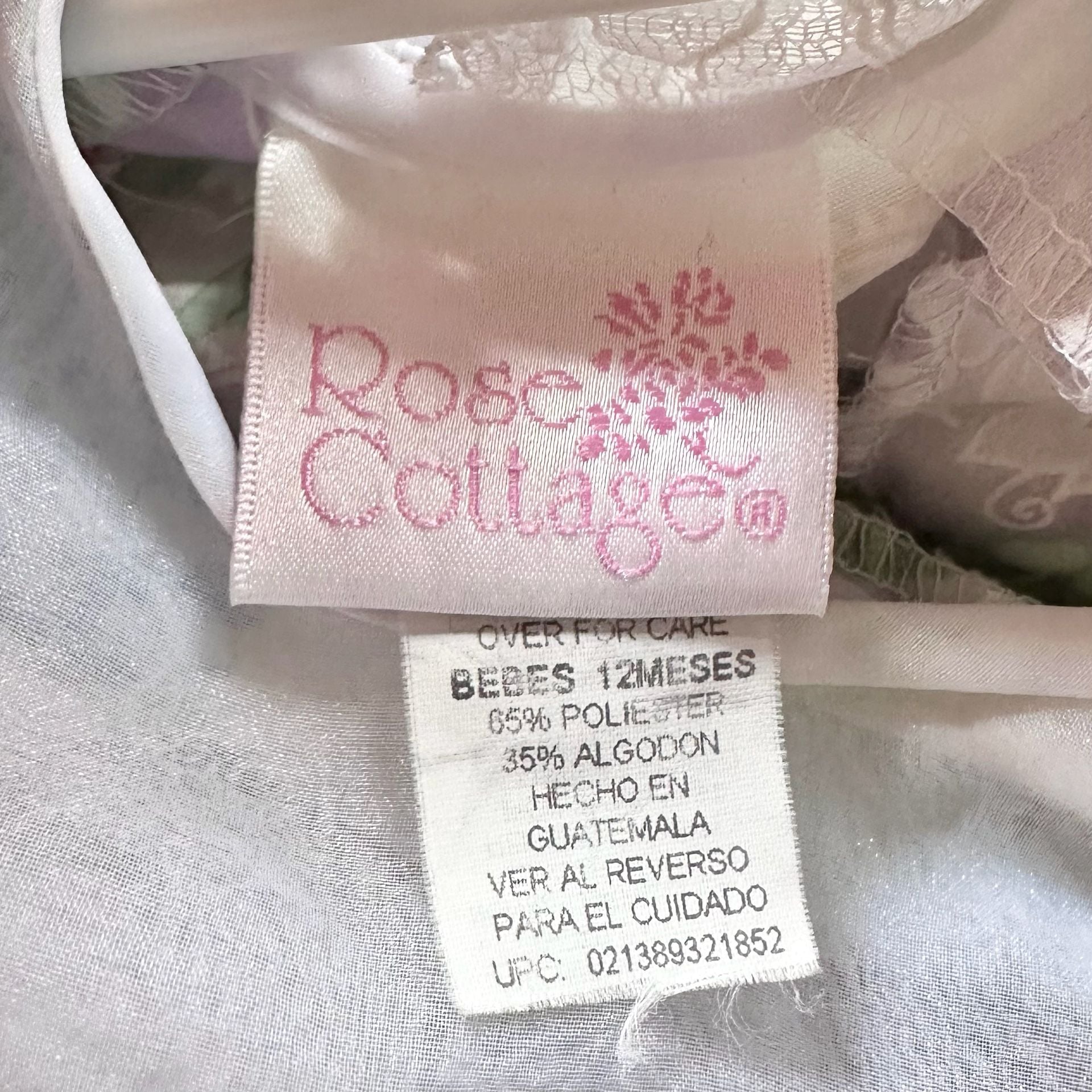 Vintage Baby Dress by Rose Cottage, size 12M, Floral with Lace Butterfly 2