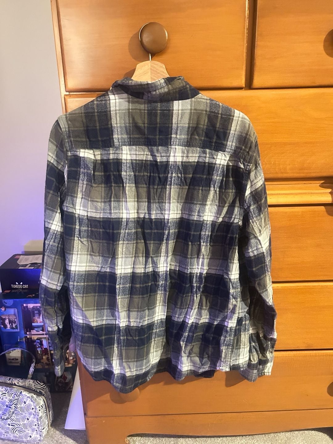 George Plaid Long Sleeve Button-Up Shirt Size L 42-44 Blue Green 3