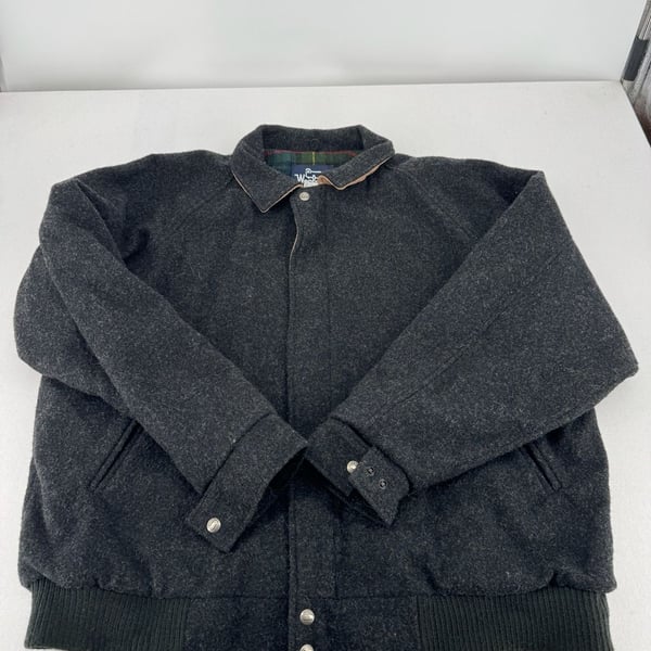 Woolrich Wool Bomber Jacket Size XL Charcoal Gray Made in USA