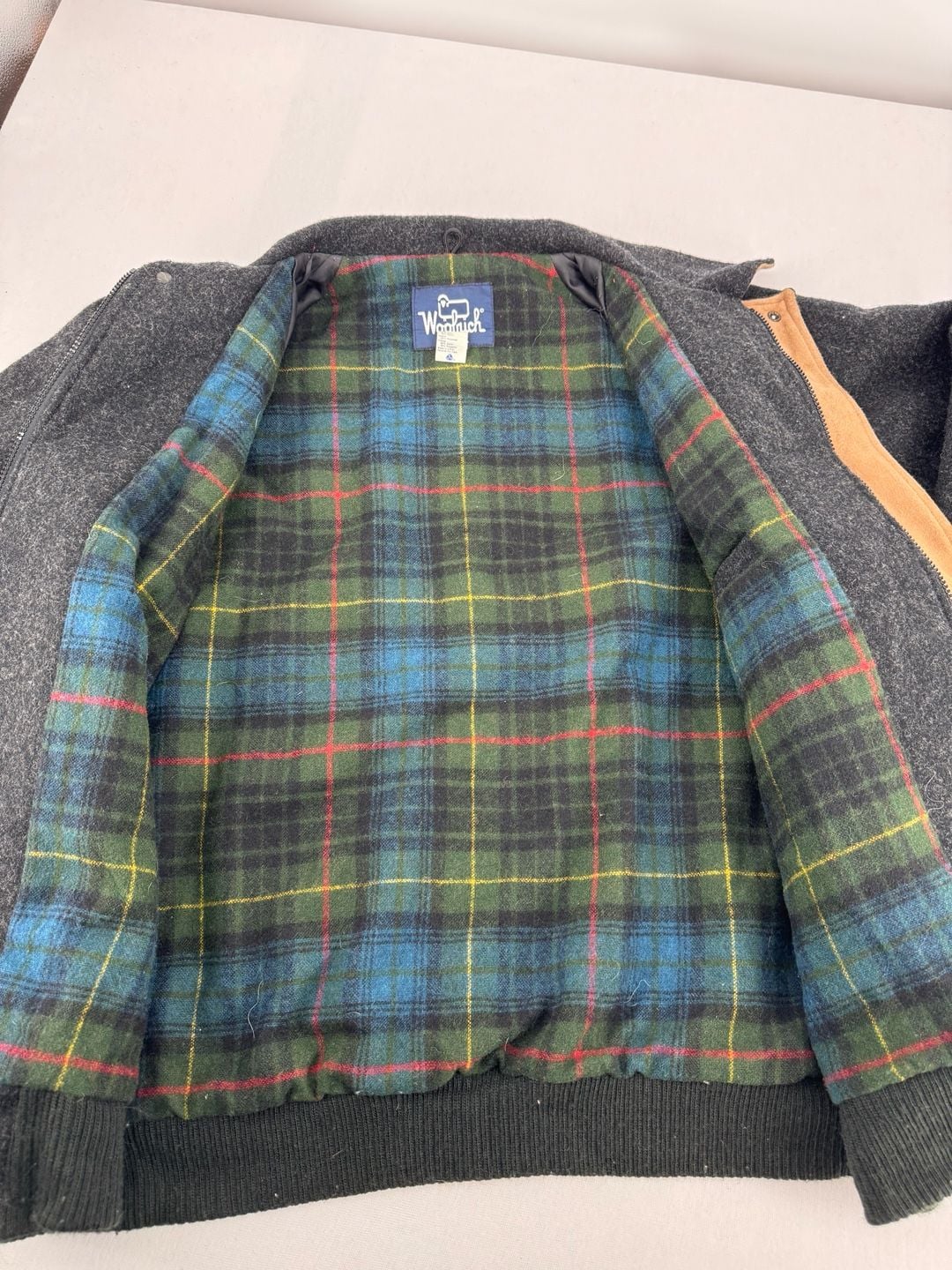 Woolrich Wool Bomber Jacket Size XL Charcoal Gray Made in USA 9