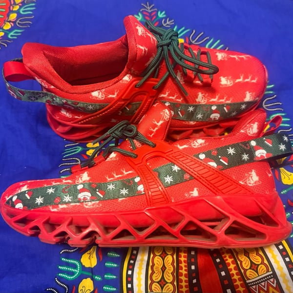 Christmas Running Sneakers Blade-Sole Red Holiday Athletic Shoes