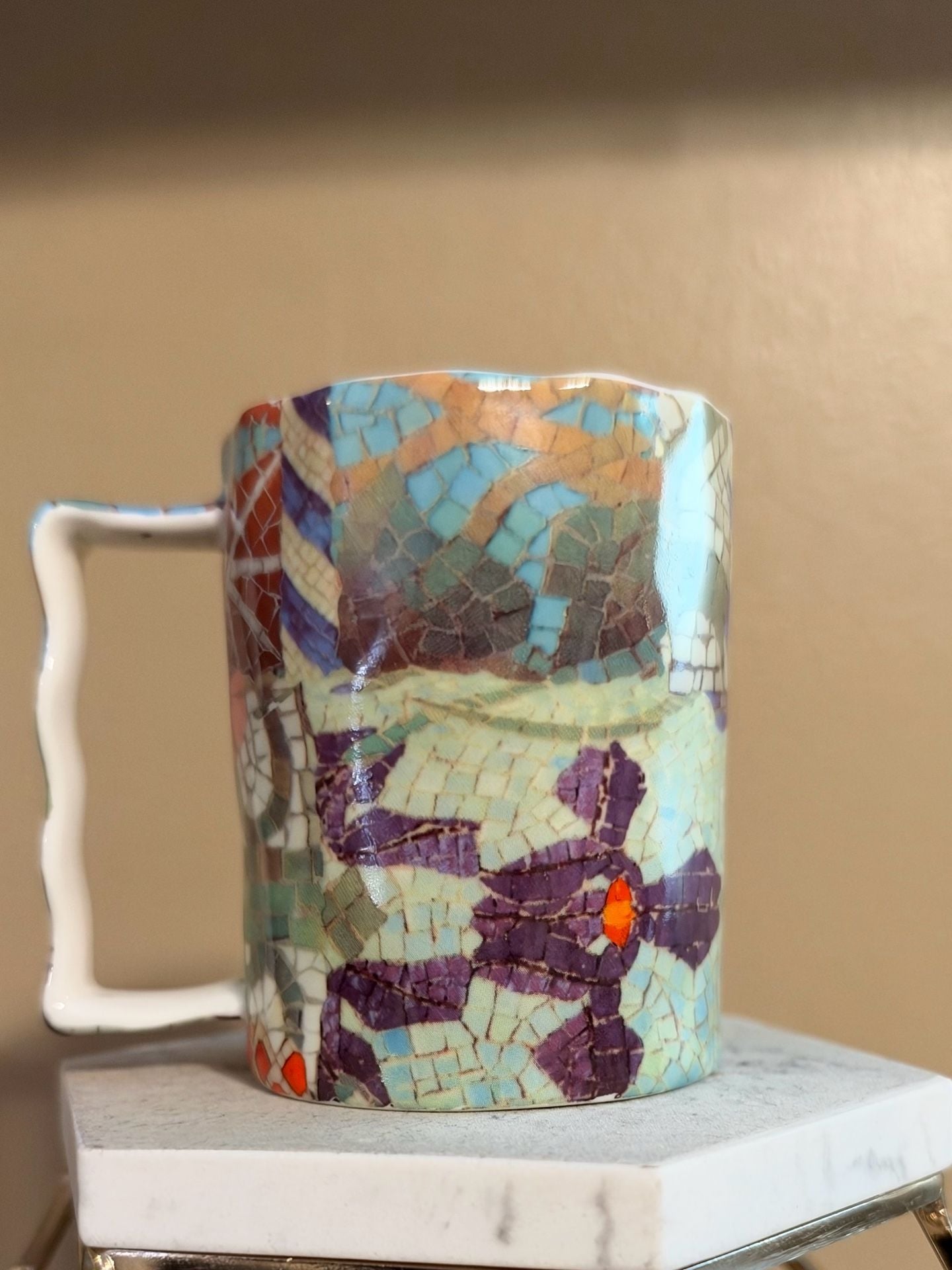 Art Trencadis S.L. Barcelona Gaudi Mosaic Mug Colorful Ceramic Spain 4” 2