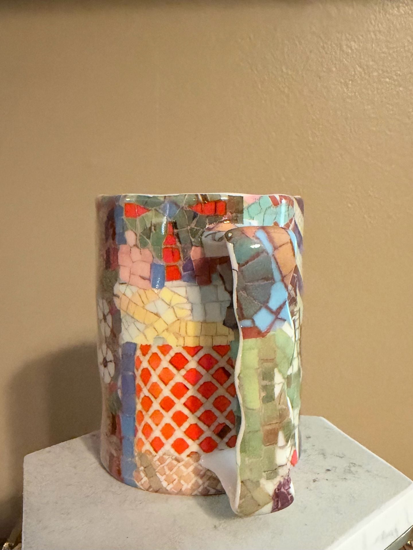 Art Trencadis S.L. Barcelona Gaudi Mosaic Mug Colorful Ceramic Spain 4” 5