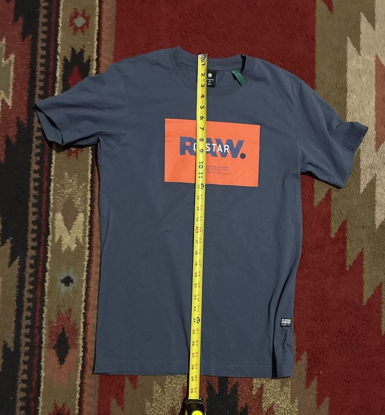 G-Star Raw T-Shirt Size M Blue Graphic Box Logo Short Sleeve 7