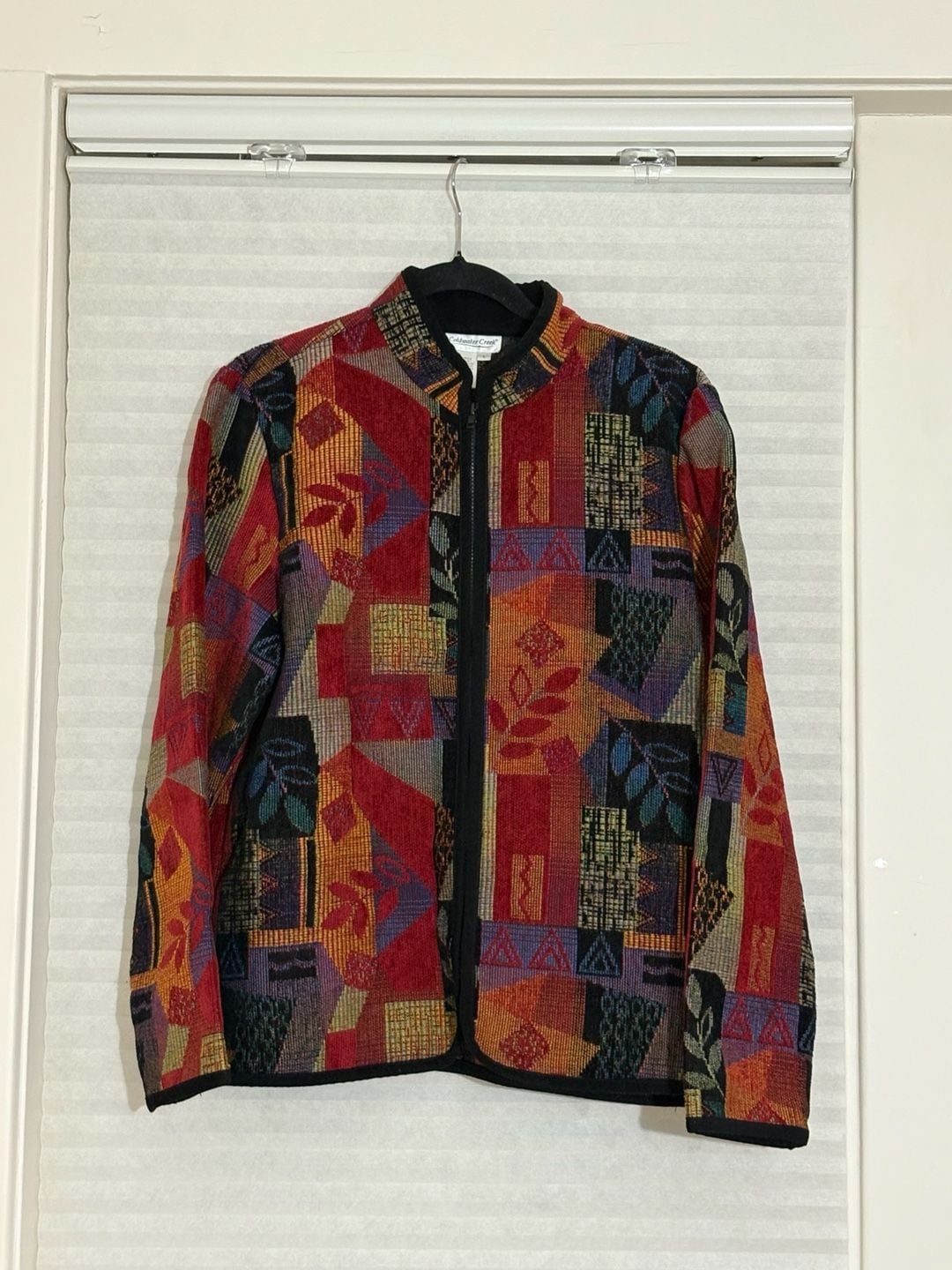 Coldwater Creek Tapestry Jacket Size L Multi Color Geometric Zip Up 2