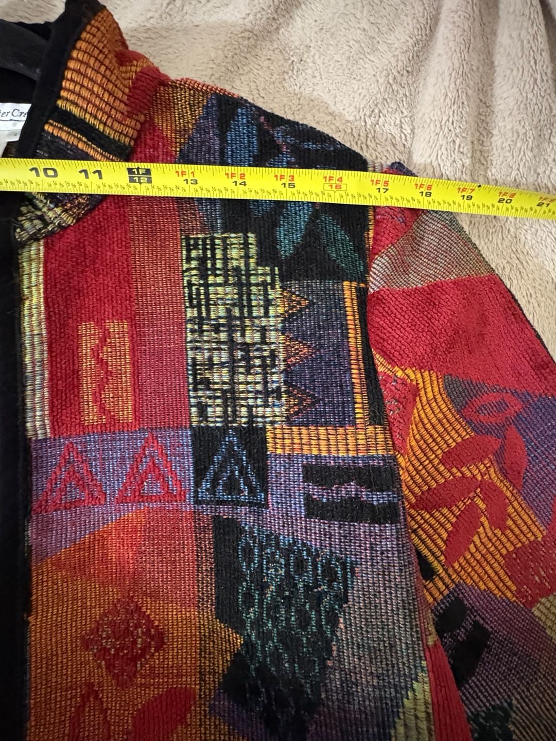 Coldwater Creek Tapestry Jacket Size L Multi Color Geometric Zip Up 5