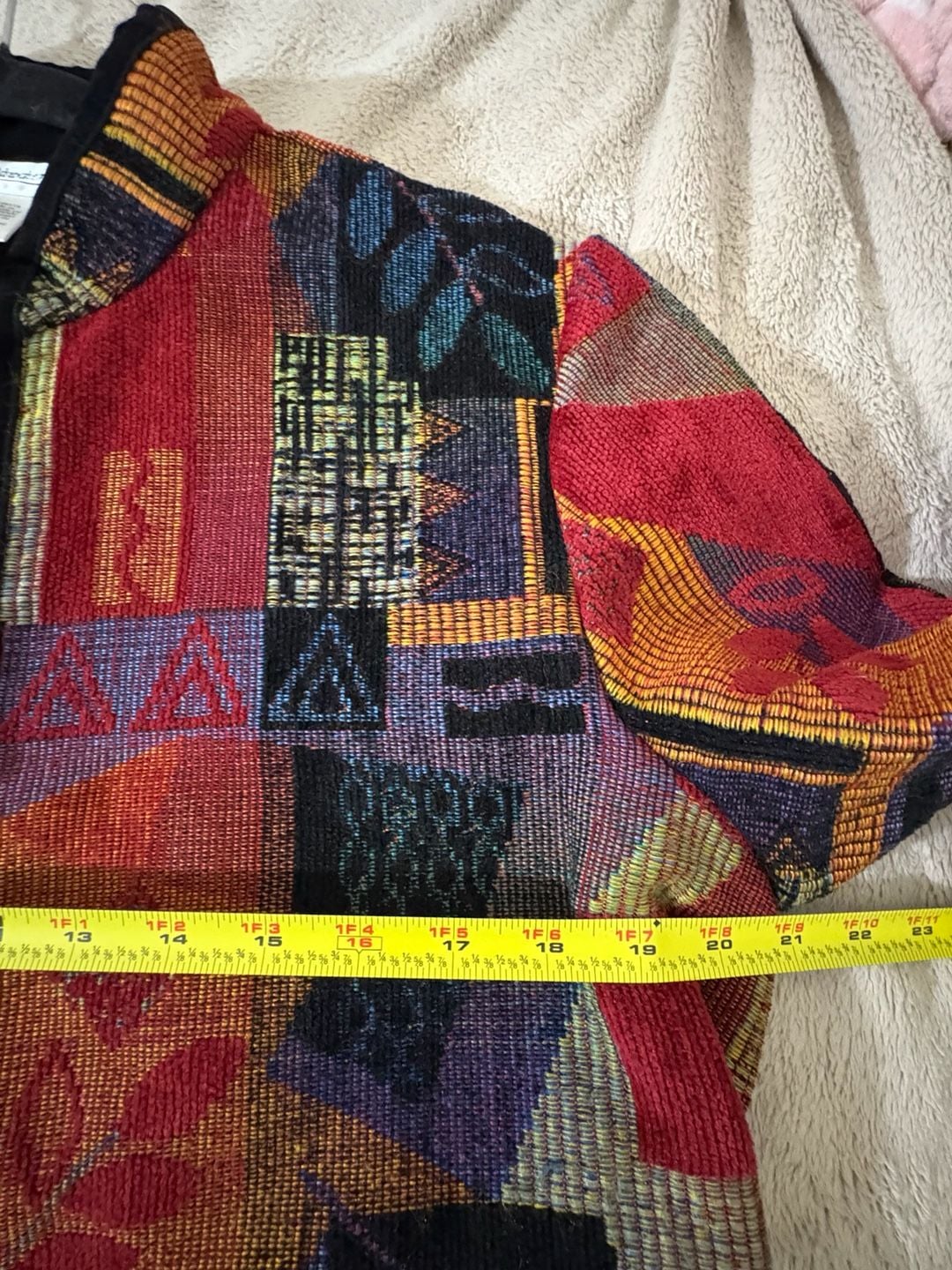 Coldwater Creek Tapestry Jacket Size L Multi Color Geometric Zip Up 6