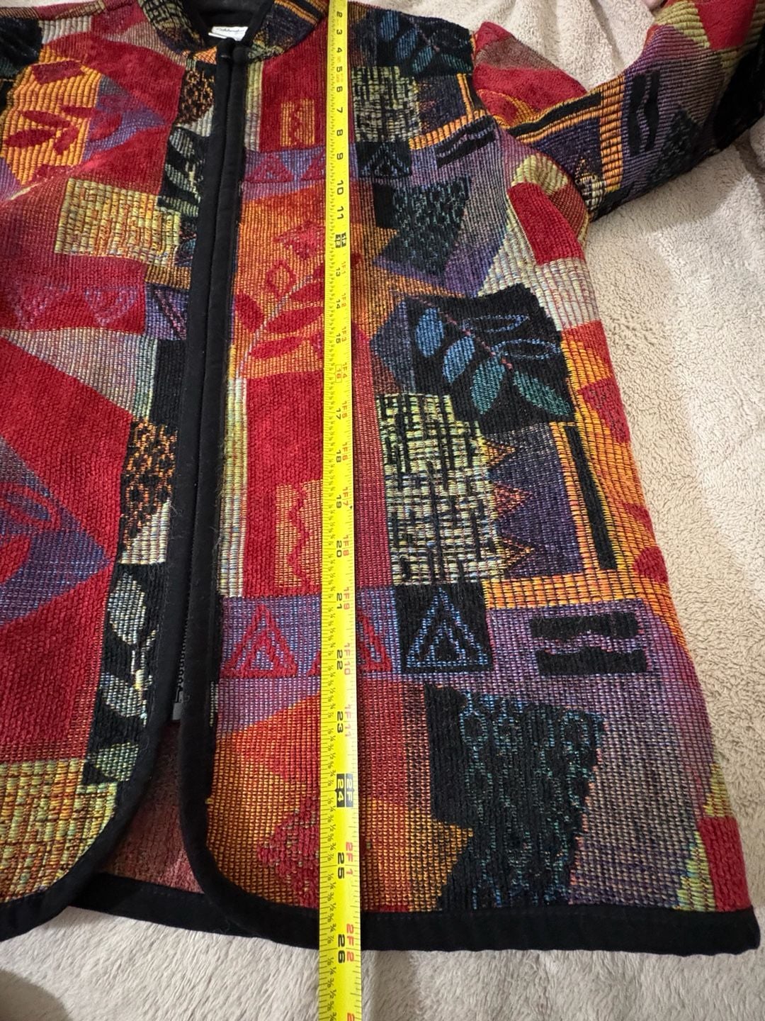 Coldwater Creek Tapestry Jacket Size L Multi Color Geometric Zip Up 7