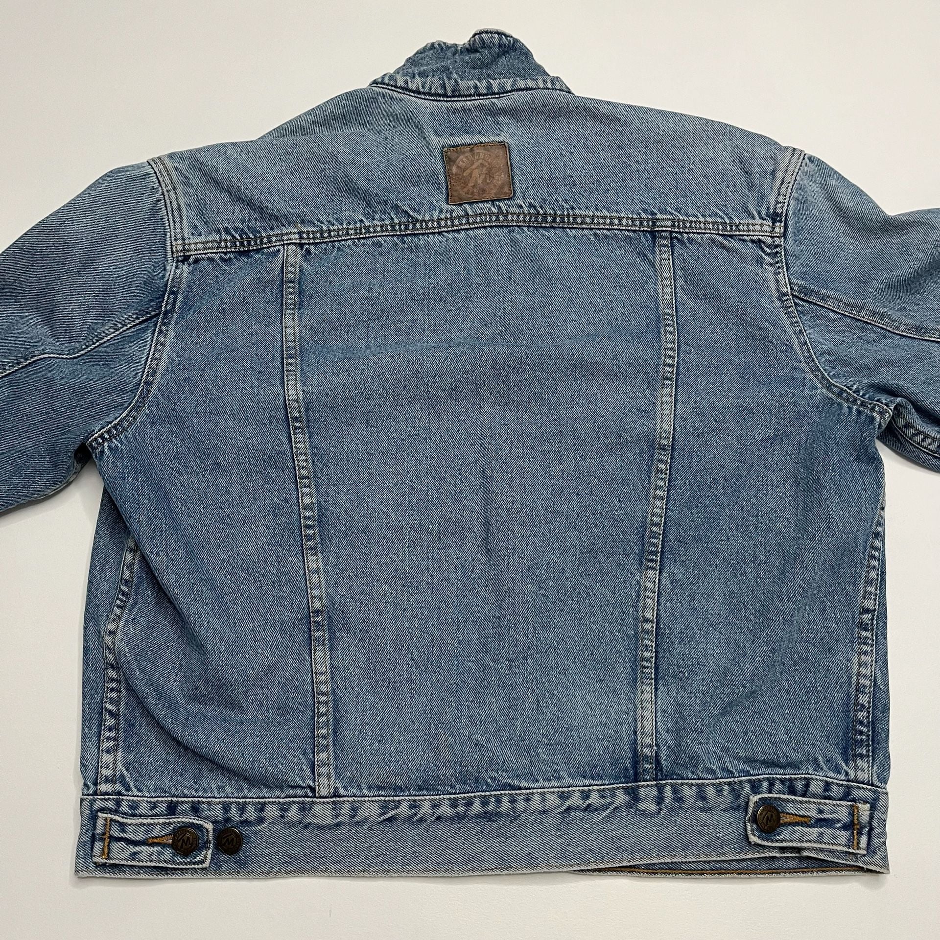 Marlboro Country Store Denim Jacket Size Small Leather Collar Flannel Lined 8