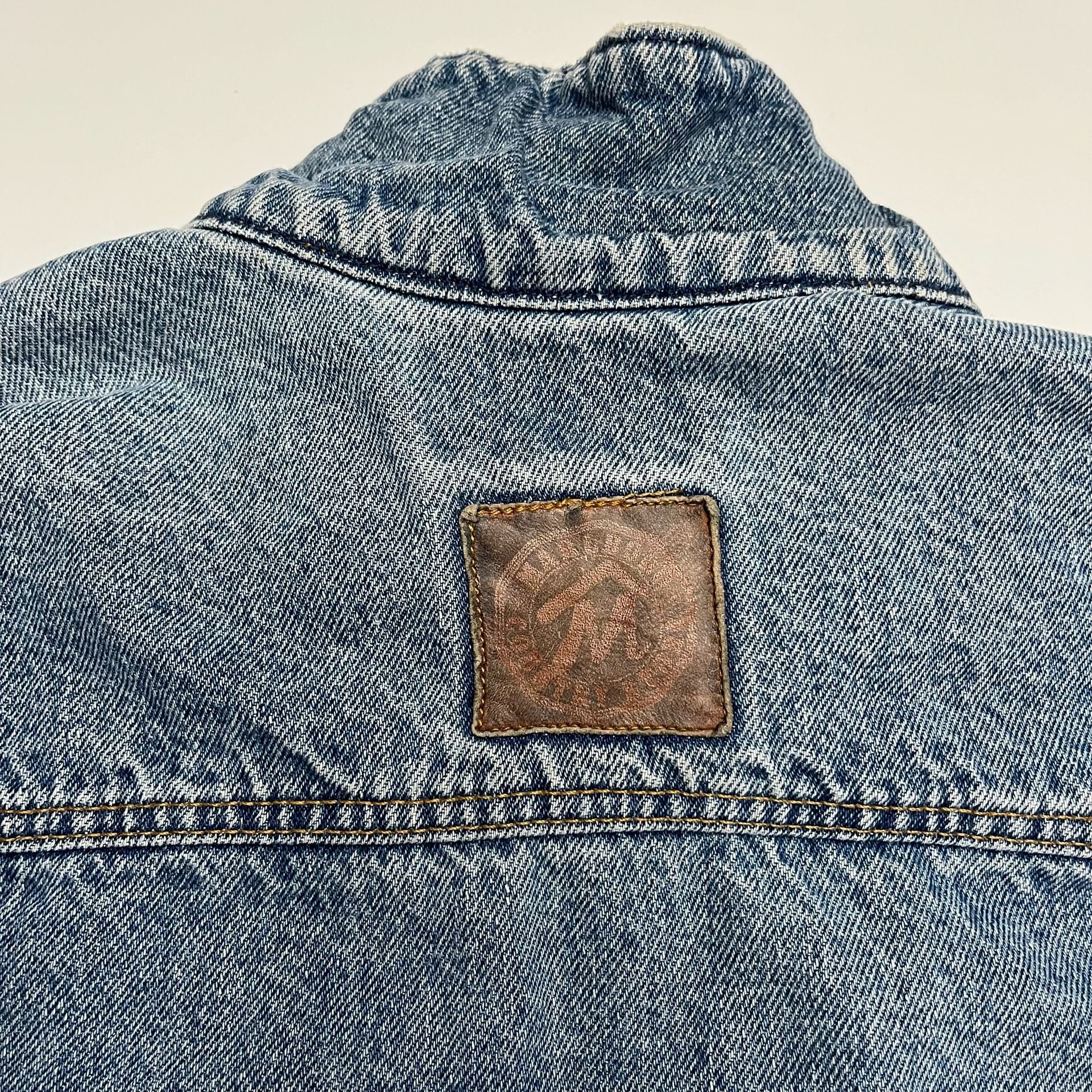 Marlboro Country Store Denim Jacket Size Small Leather Collar Flannel Lined 9