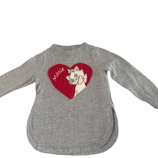Baby Gap Disney Marie Sweater Size 3 Years Grey Cat Heart