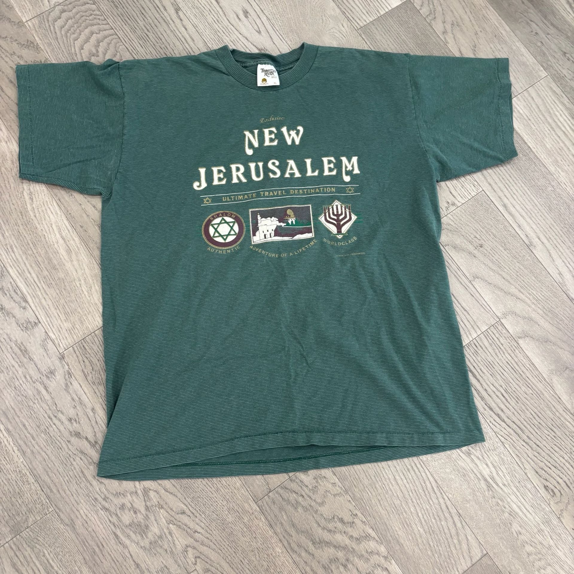 Single stitch New Jerusalem T-Shirt Size XL Green Vintage 2