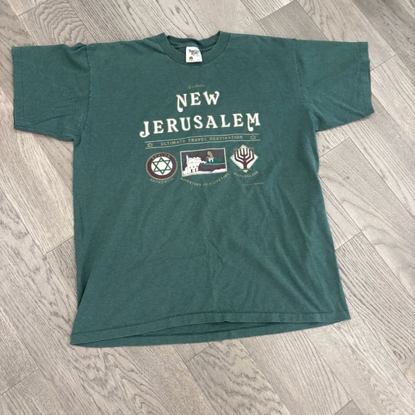 Single stitch New Jerusalem T-Shirt Size XL Green Vintage