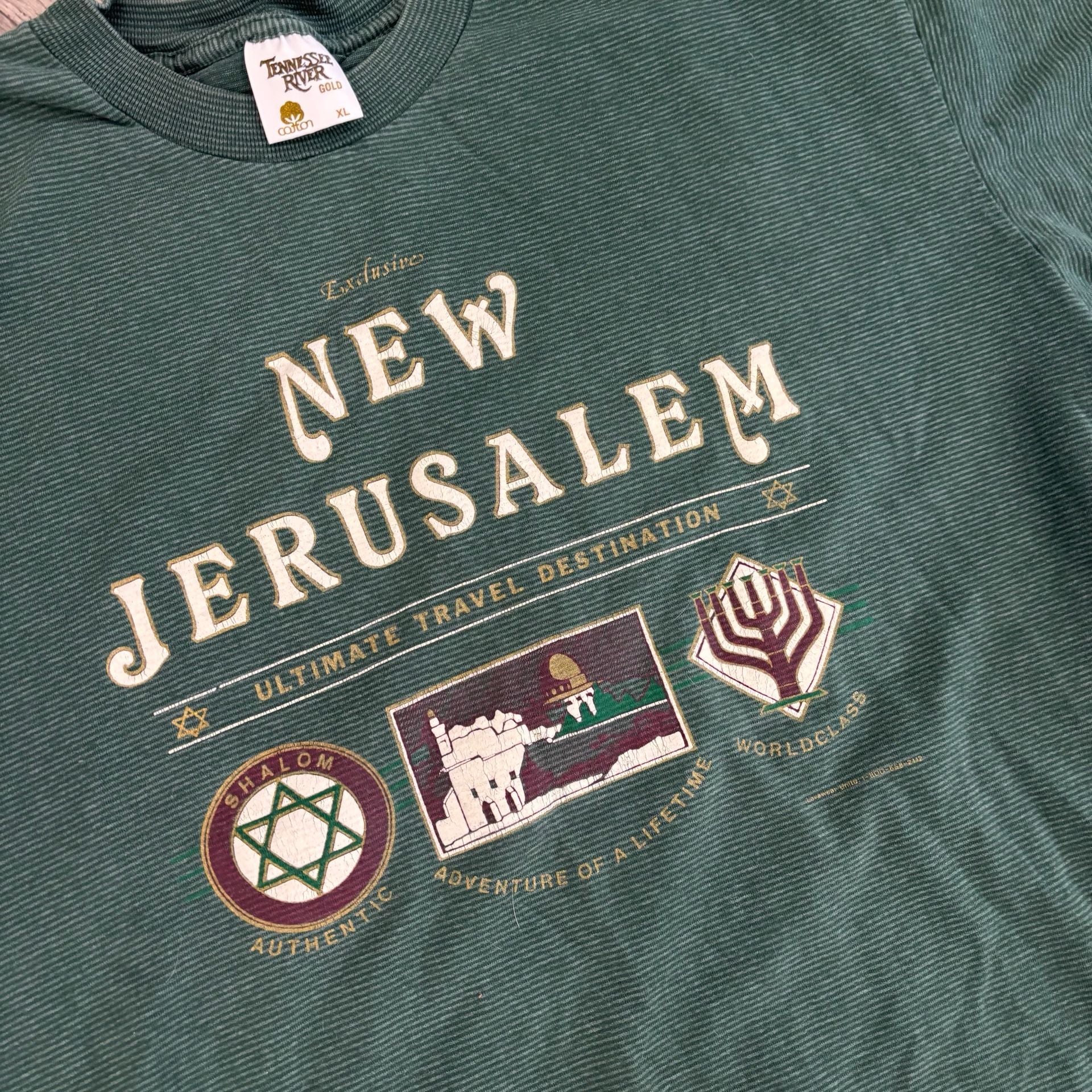Single stitch New Jerusalem T-Shirt Size XL Green Vintage 3