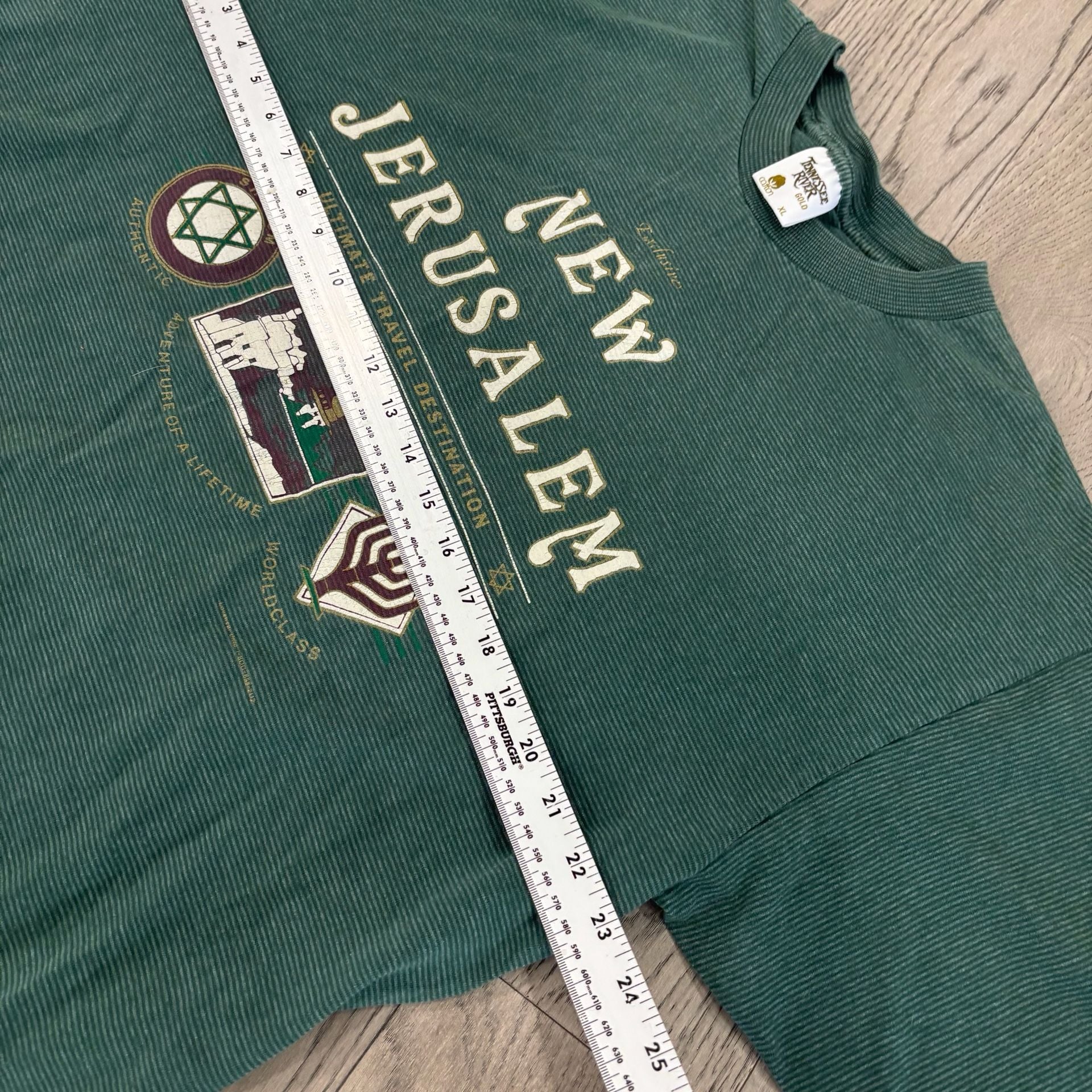 Single stitch New Jerusalem T-Shirt Size XL Green Vintage 6