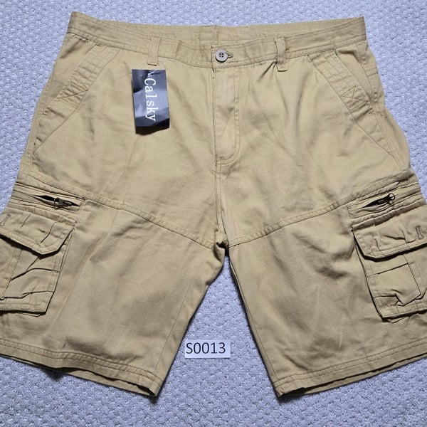 Calsky Cargo Shorts Size 36 Khaki New With Tags