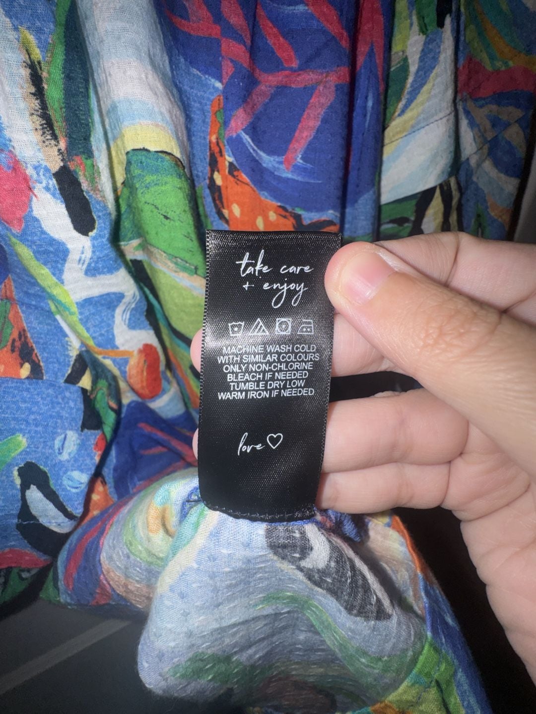 NIC+ZOE Blouse Size L Blue Multi Cotton Tropical Print 8