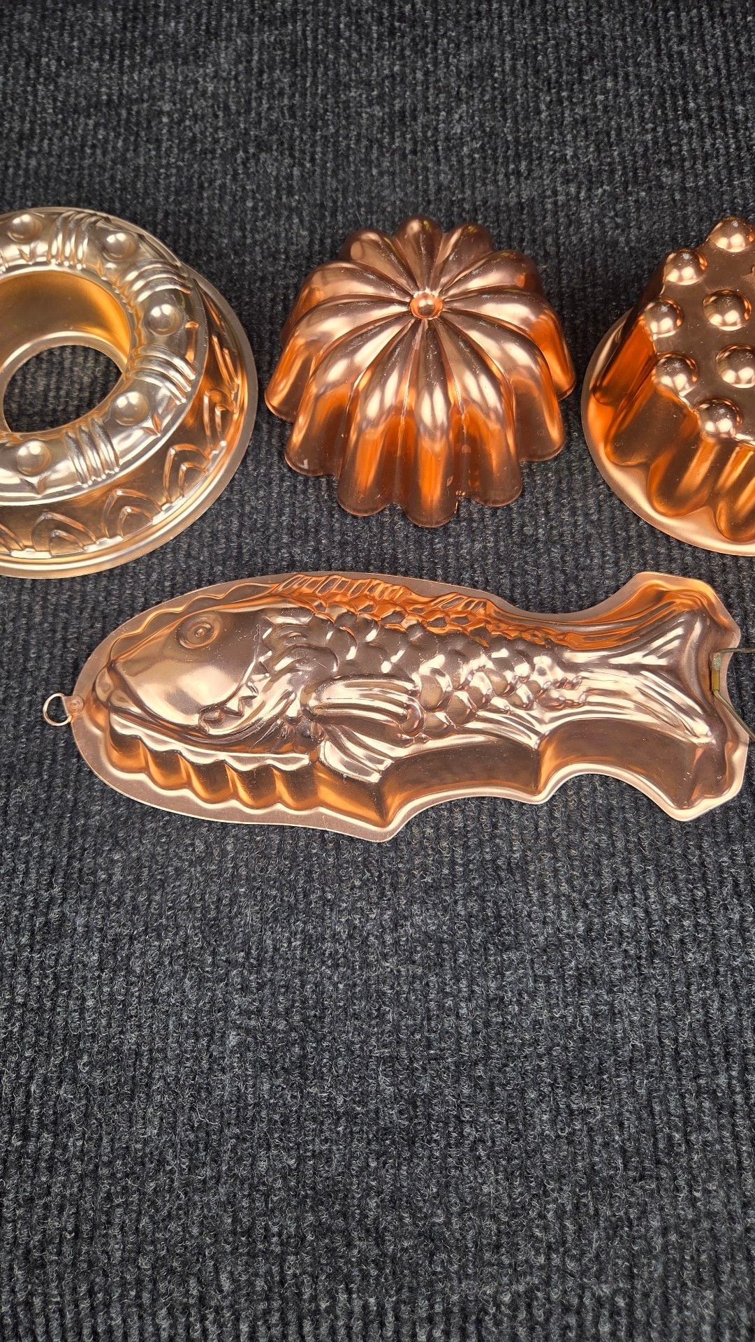 Vintage Copper Jello Cake Mold Set Wall Decor 4
