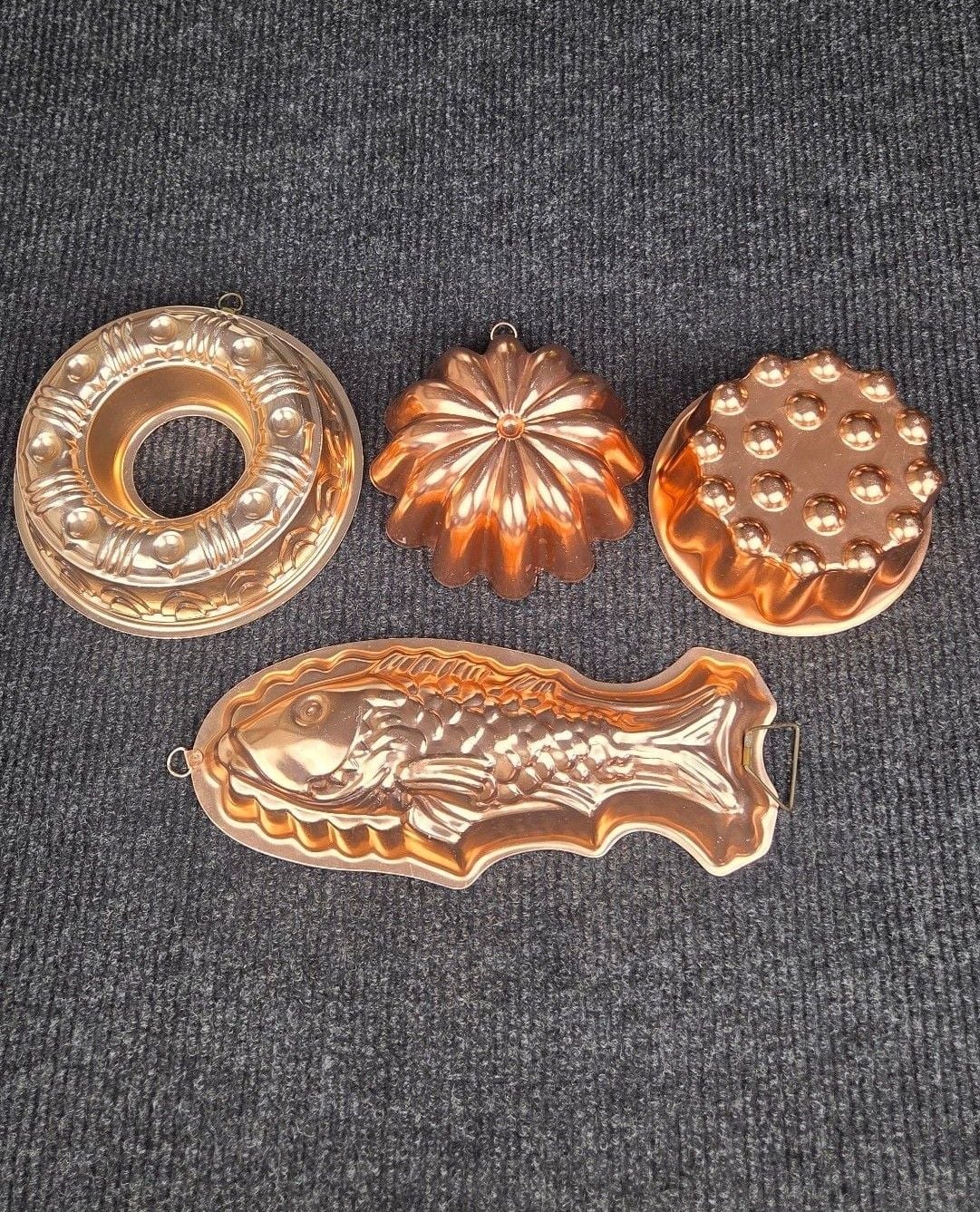Vintage Copper Jello Cake Mold Set Wall Decor 1