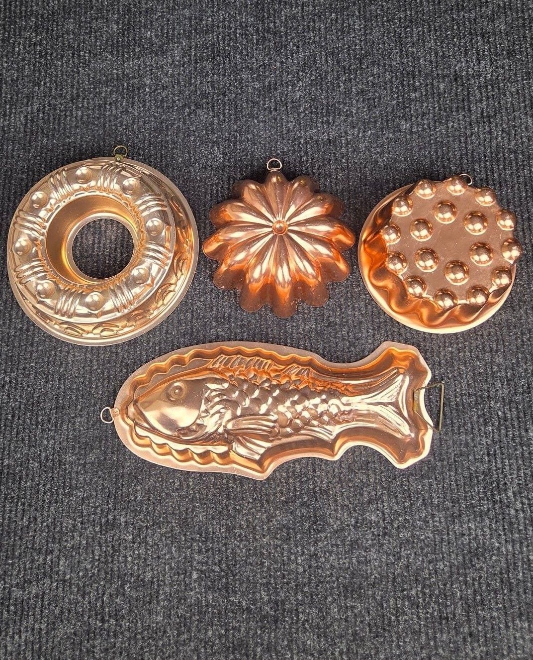 Vintage Copper Jello Cake Mold Set Wall Decor 2