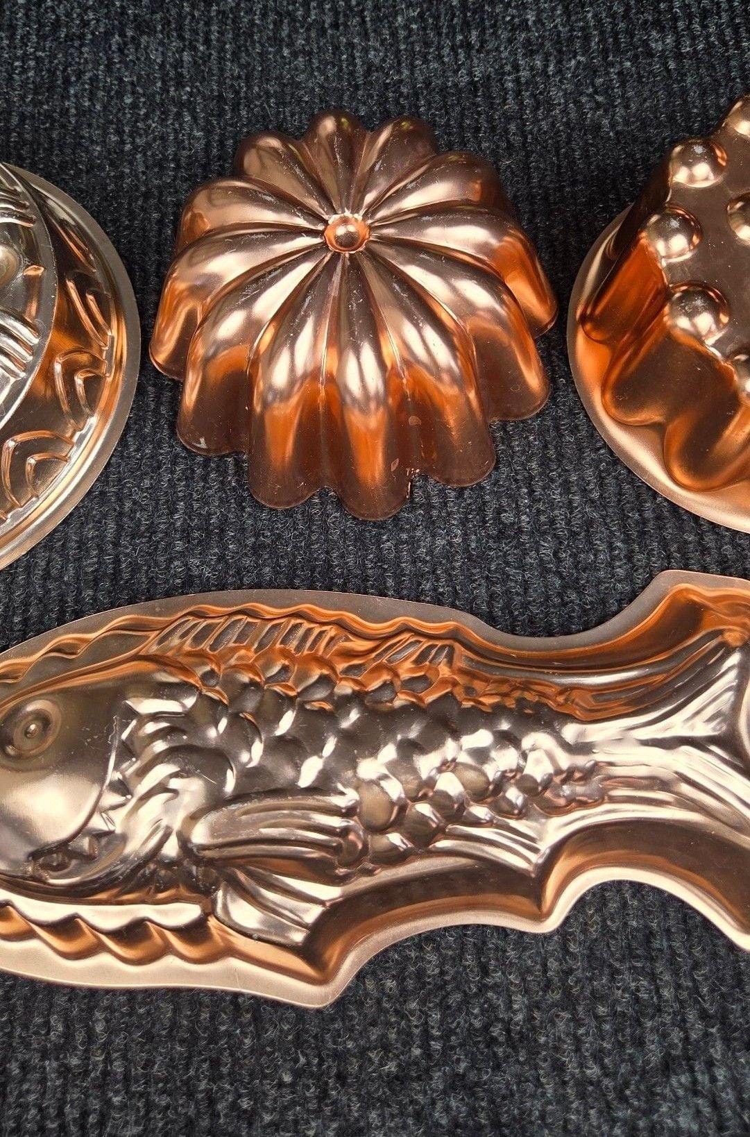 Vintage Copper Jello Cake Mold Set Wall Decor 3