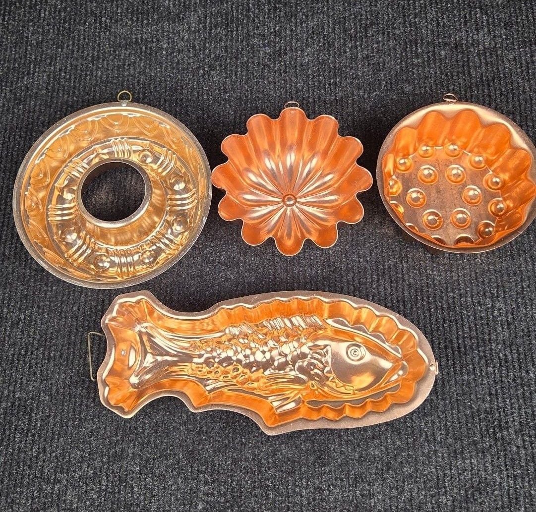 Vintage Copper Jello Cake Mold Set Wall Decor 5