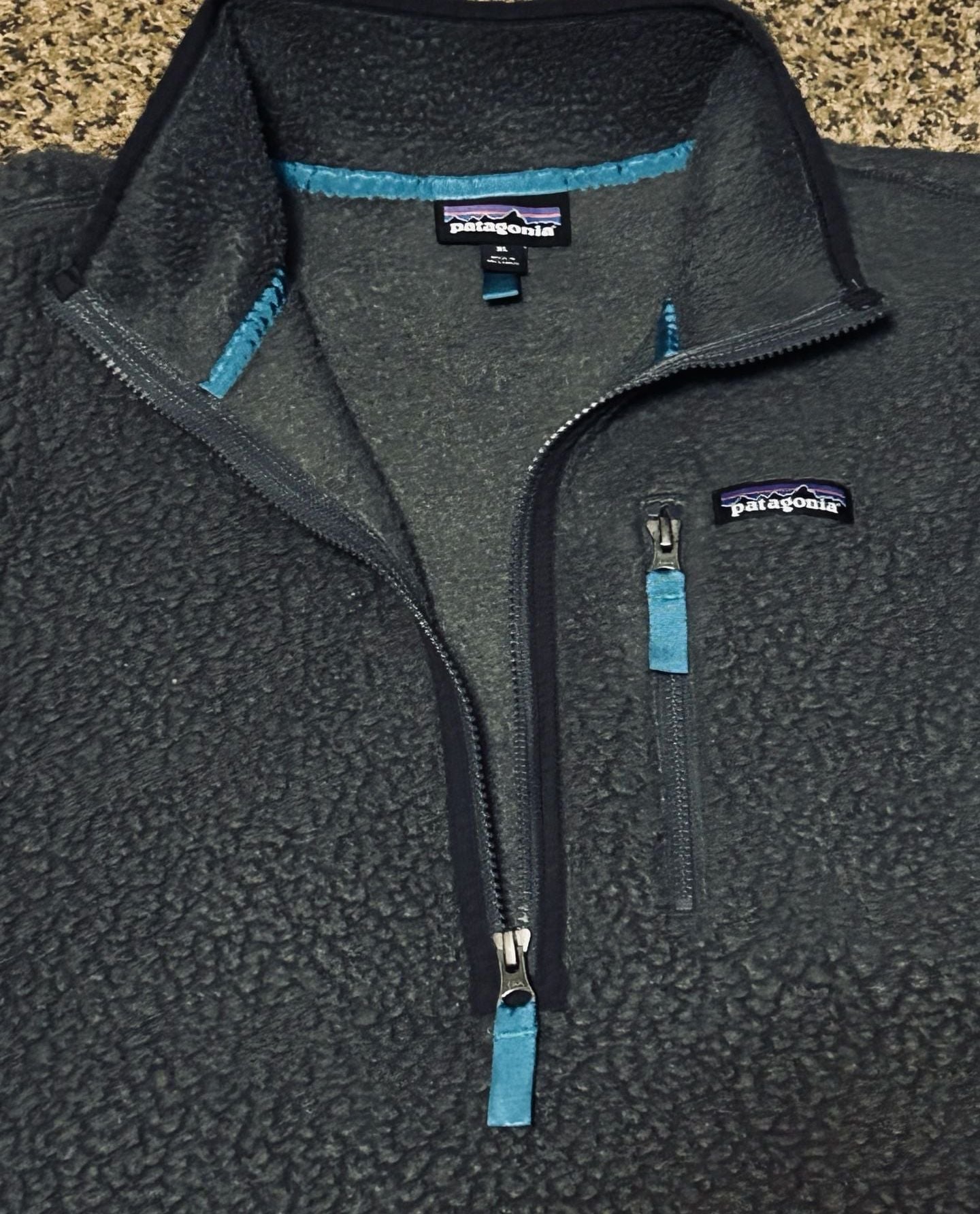 Patagonia Retro Pile Fleece Pullover Size XL Gray 1/4 Zip 7
