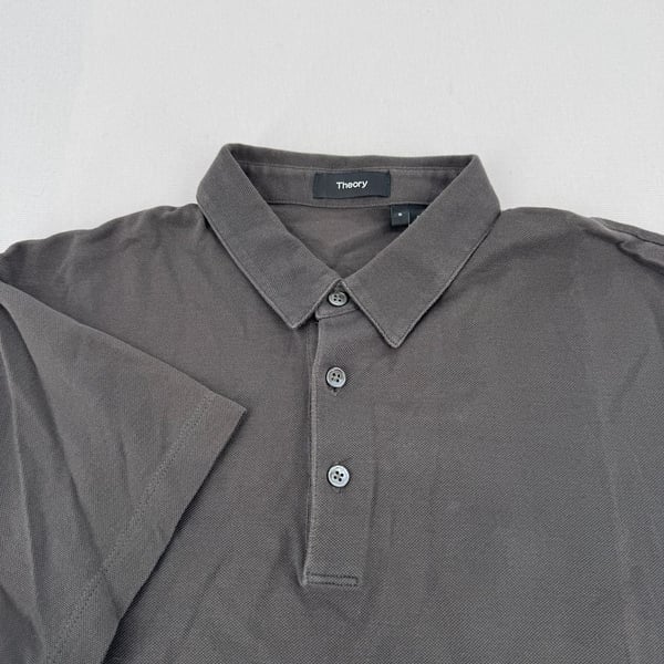 Theory Polo Shirt Size S Dark Gray Cotton Pique Short Sleeve