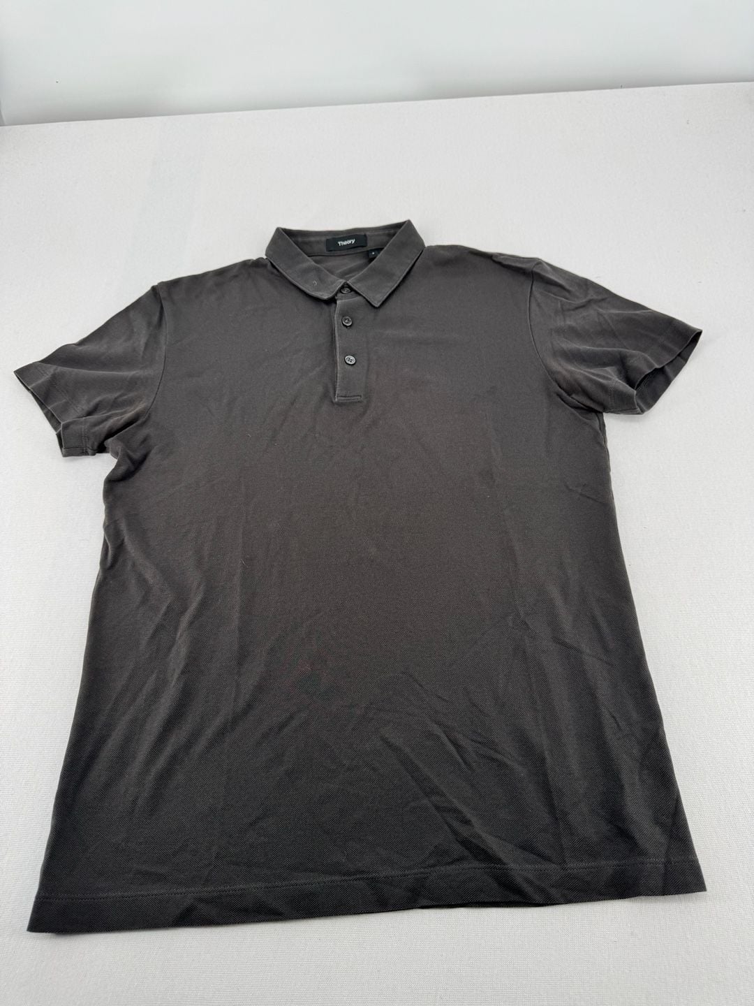 Theory Polo Shirt Size S Dark Gray Cotton Pique Short Sleeve 3