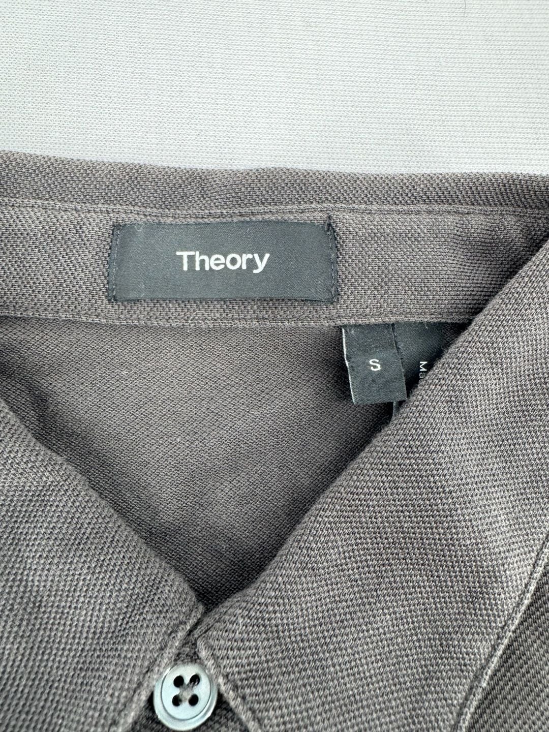 Theory Polo Shirt Size S Dark Gray Cotton Pique Short Sleeve 7