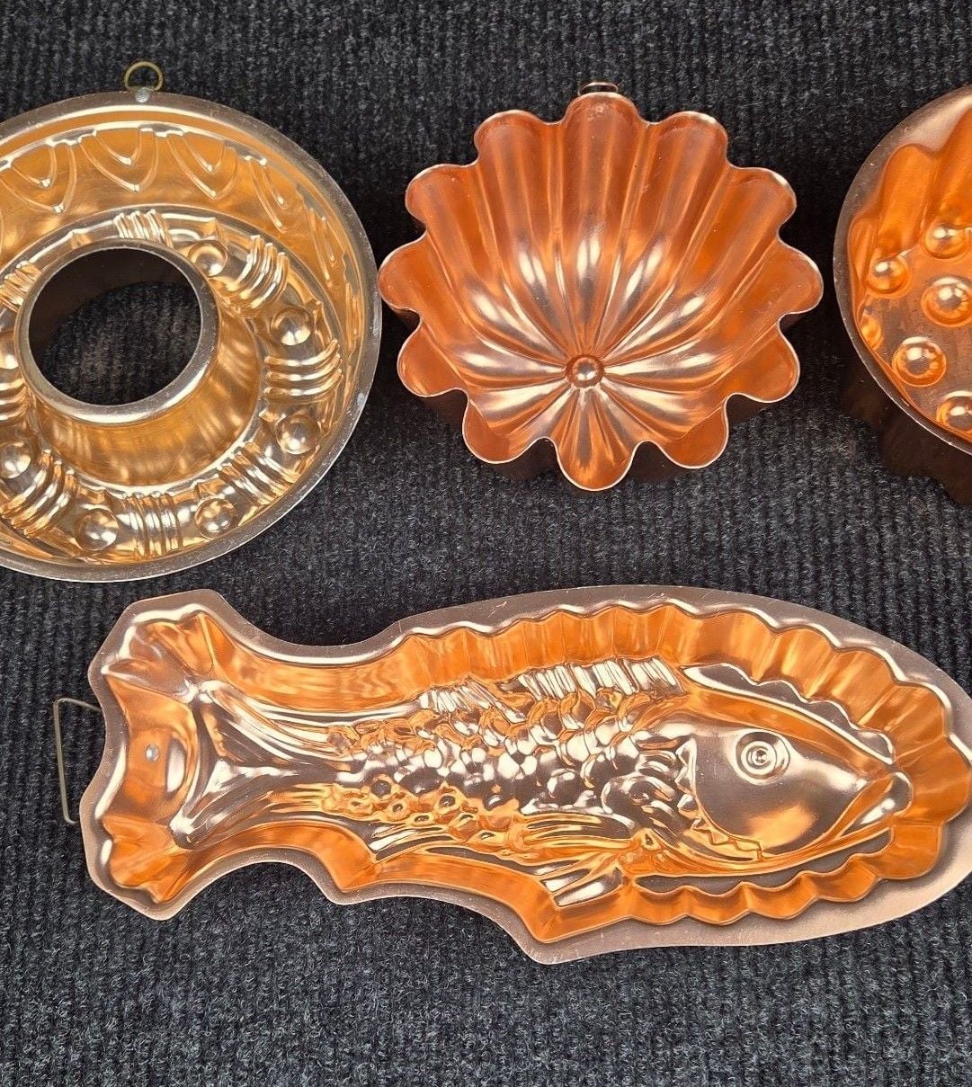Vintage Copper Jello Cake Mold Set Wall Decor 10