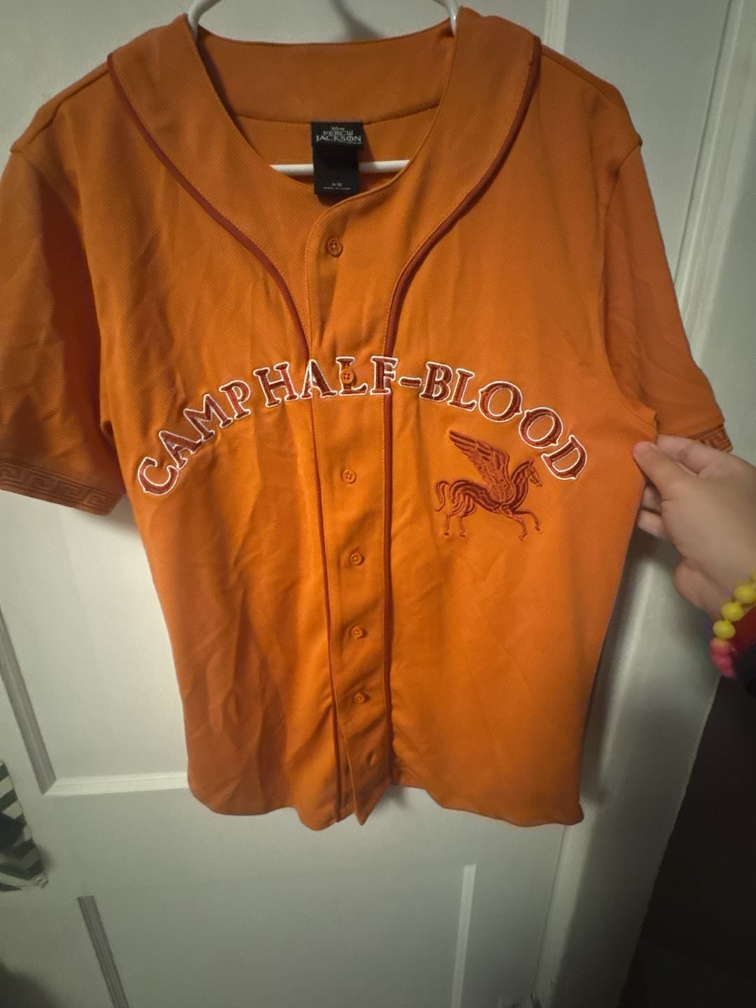 BoxLunch Percy Jackson Camp Half-Blood Baseball Jersey Size XS Orange 7