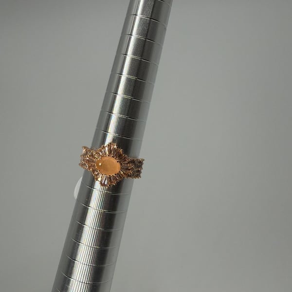 Bomb Party Belle Epoque Ring Size 7 Peach Morganite Quartz Rose Gold Plating
