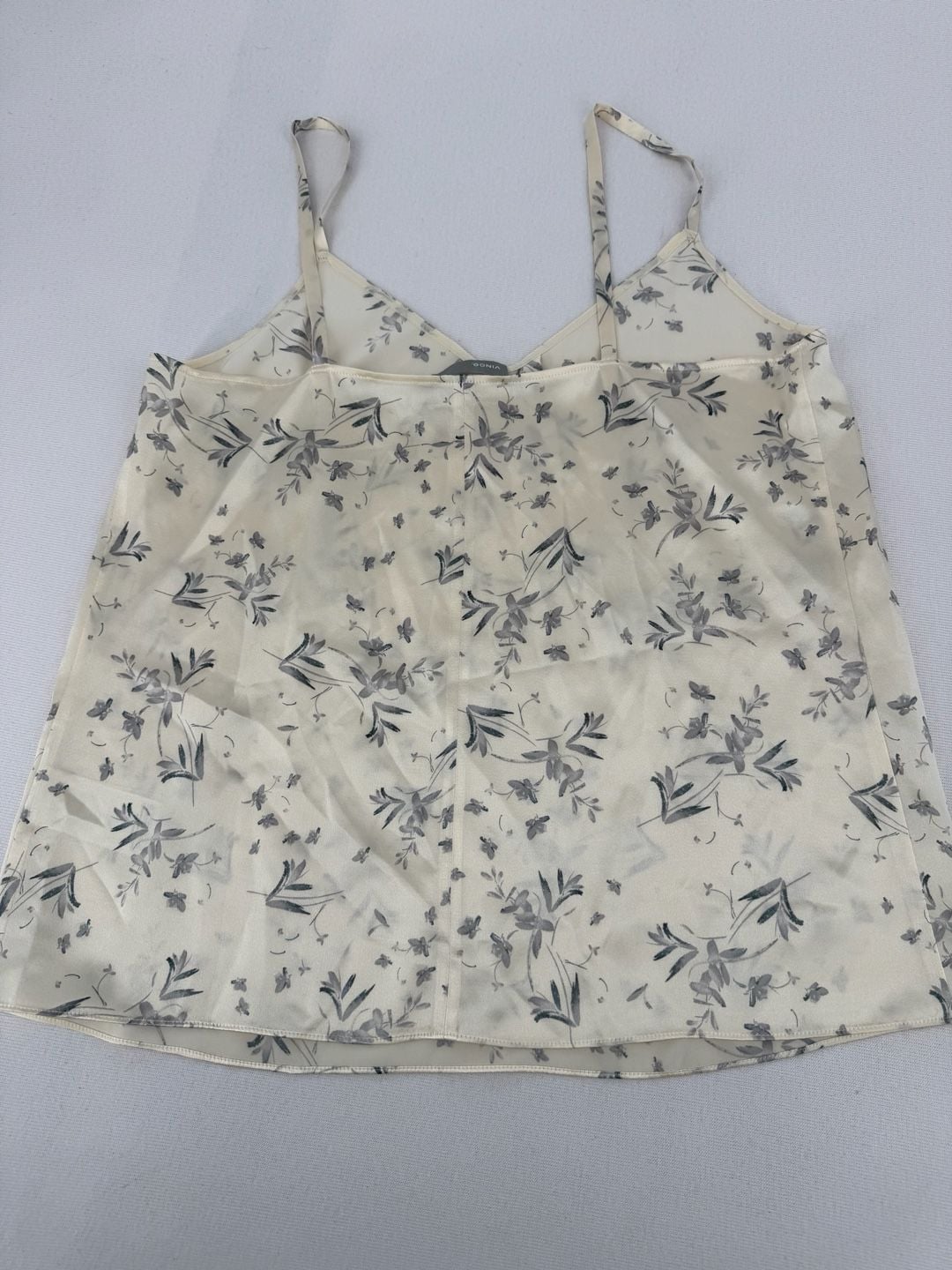 Vince Floral Silk Camisole Size M Beige Grey Tank Top Blouse 5