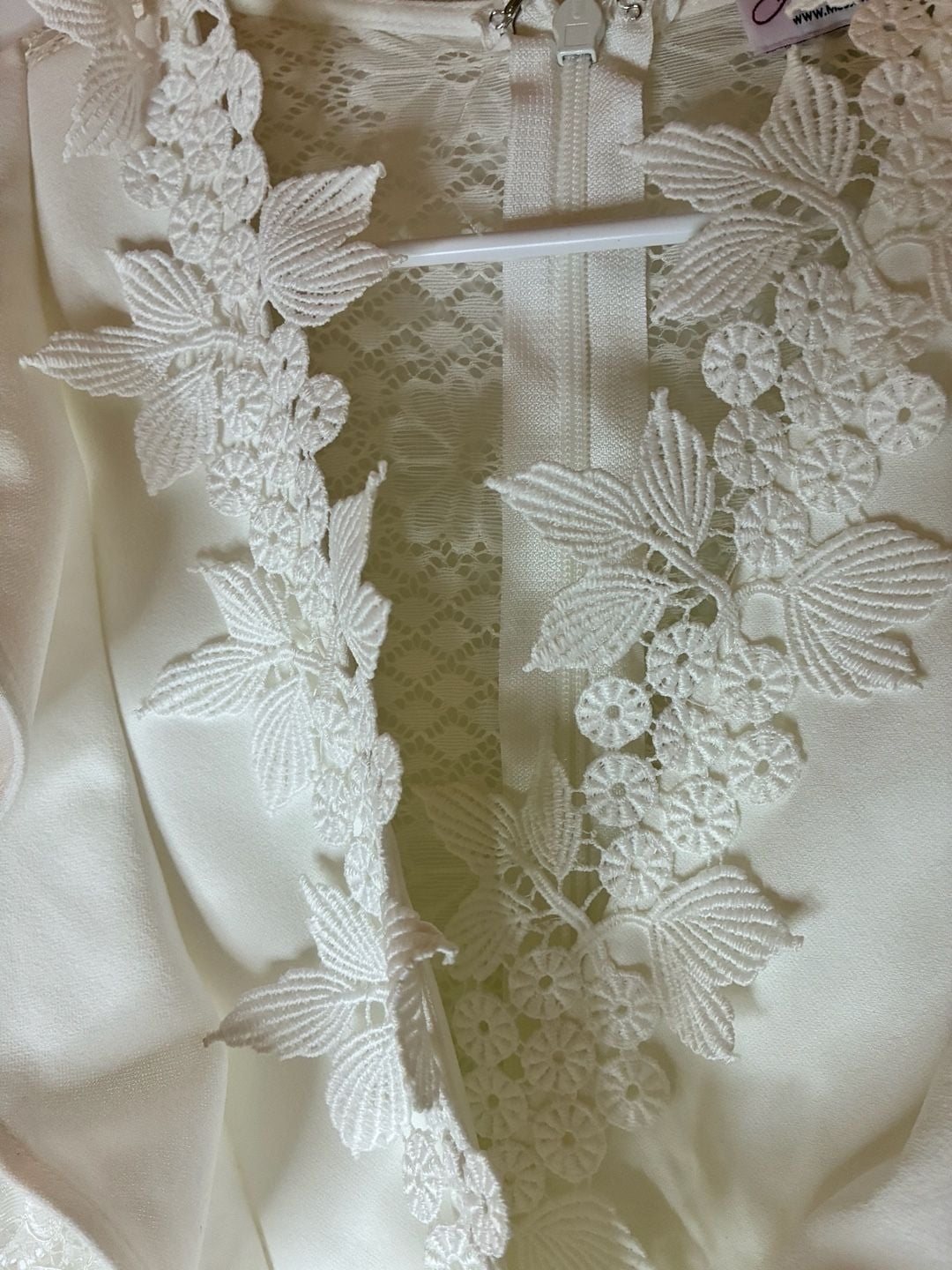 Ms. Bling Touch Of Class Jumpsuit White Lace Ruffle Wide Leg Jumpsuit Sz M 5