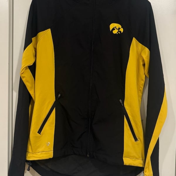 Colosseum Iowa Hawkeyes Jacket Men M Black Gold Hooded Full Zip NCAA Windbreaker