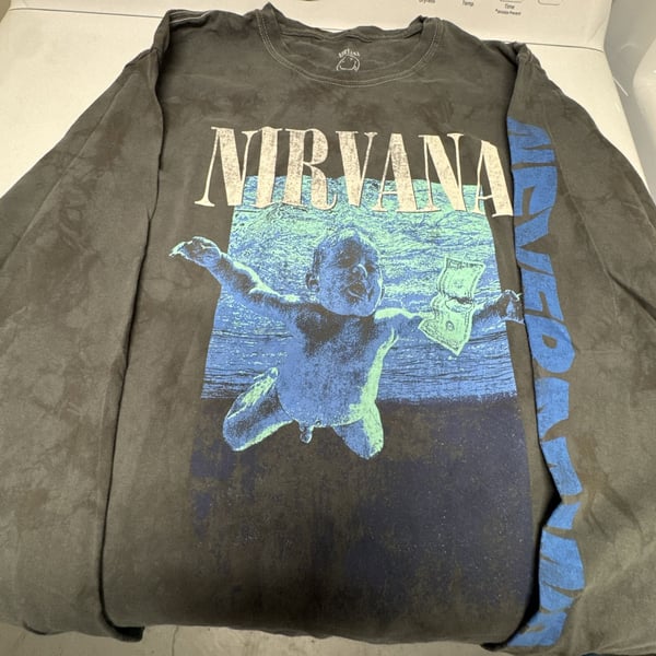 Nirvana Nevermind Long Sleeve T-Shirt Size M Grey Tie Dye