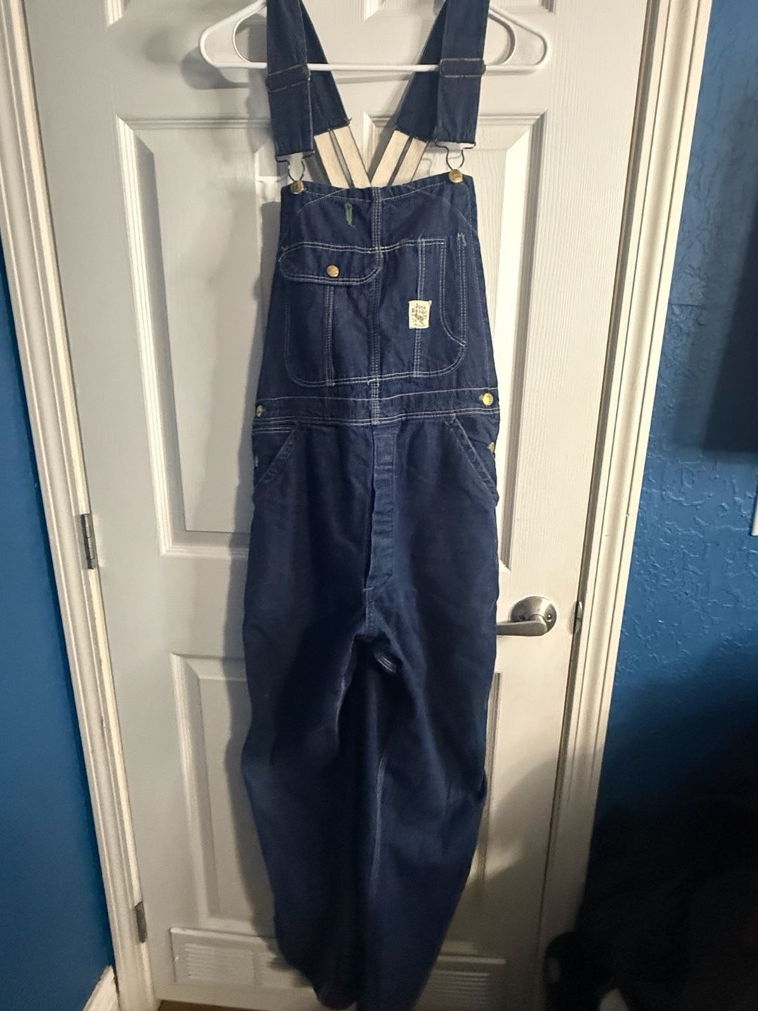 Vintage 1940s 50s Jack Rabbit Sanforized Denim Low Back Overalls Workwear 3