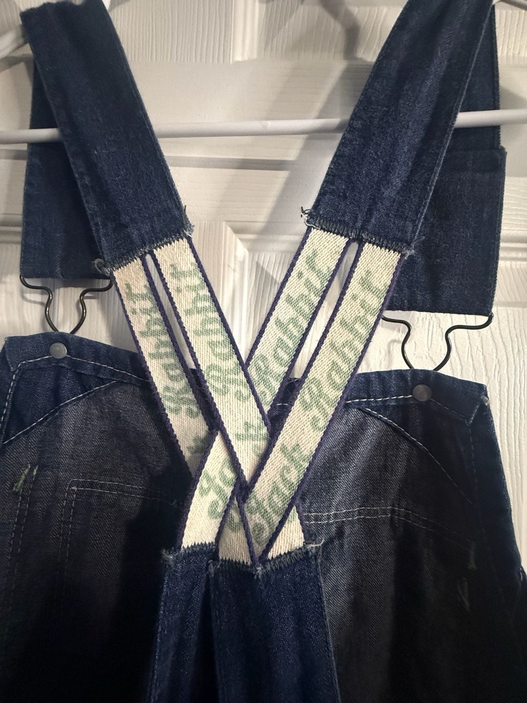 Vintage 1940s 50s Jack Rabbit Sanforized Denim Low Back Overalls Workwear 6